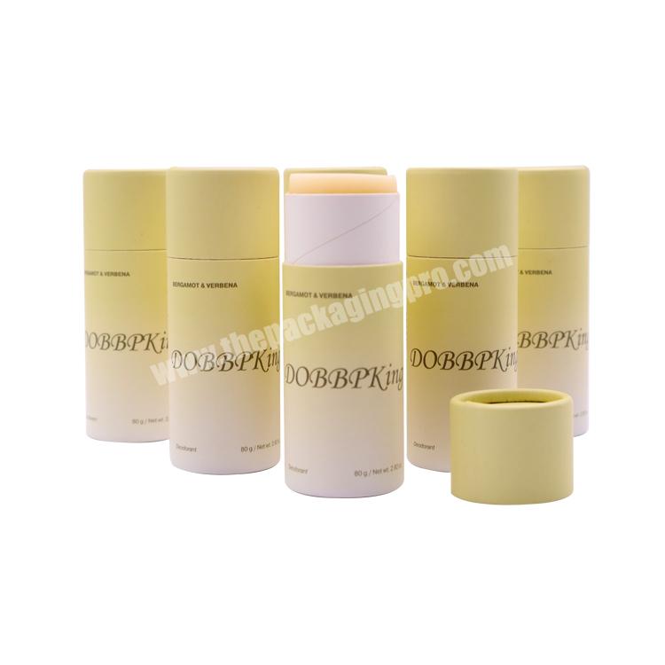Eco friendly natural empty round push up deodorant stick container packaging cardboard tube with wax paper