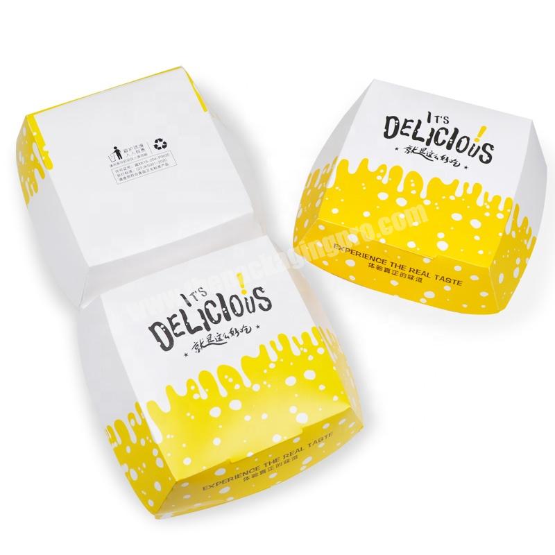 Ecofriendly Custom Logo Printed Take Away Food Grade  Art Paper Box For Hamburger Packaging