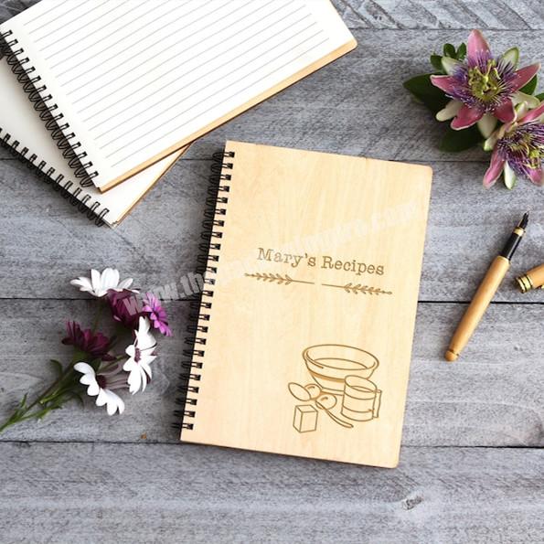 Engraved Spiral Wood Notebook Personalized Journal Notebook for Drawing Writing