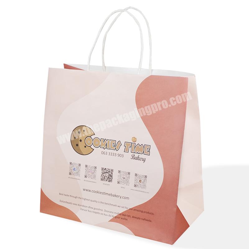 Environmental Friendly Durable Customized With Your Own Logo White Kraft Food Cookie Packaging Take Away Paper Bag