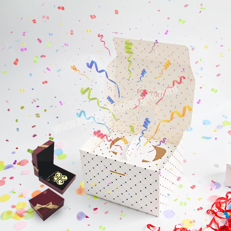 Exploding Confetti Gift Box (Premium White) DIY 7.1x5.5x4.3 inches, Surprise Confetti Pop up Gift Box Birthday