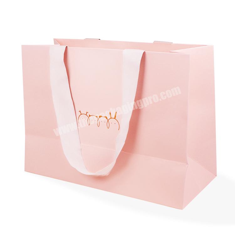 Exquisite Free Sample Pink Color Customized With Logo Design Gift Cloth Packaging Art Paper Bag