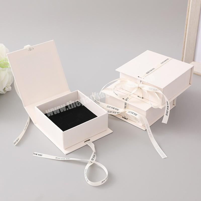 Exquisite Jewelry Gift Paper Box Bow ribbon book type box Ring Earring Necklace packaging set box
