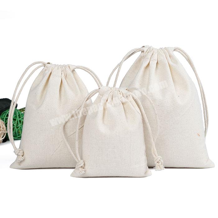 Factory Custom Eco Friendly OEM Small 100% Cotton Plain Drawstring String Bag