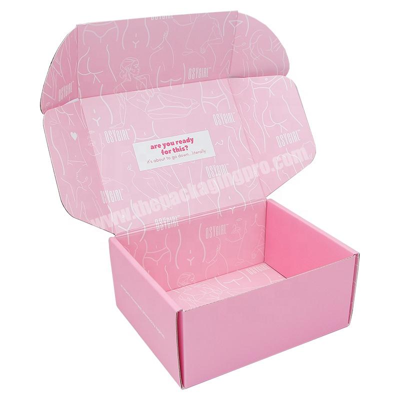 Factory Custom clothing dress double printed corrugated mailer boxes pink shipping boxes