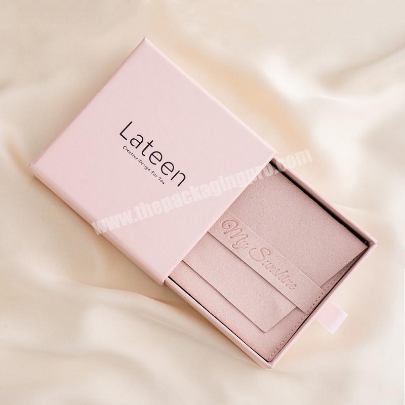 Factory Direct Sliding Jewelry Packaging Box Bracelet Earring Cardboard Box with Jewelry Packaging Pouch