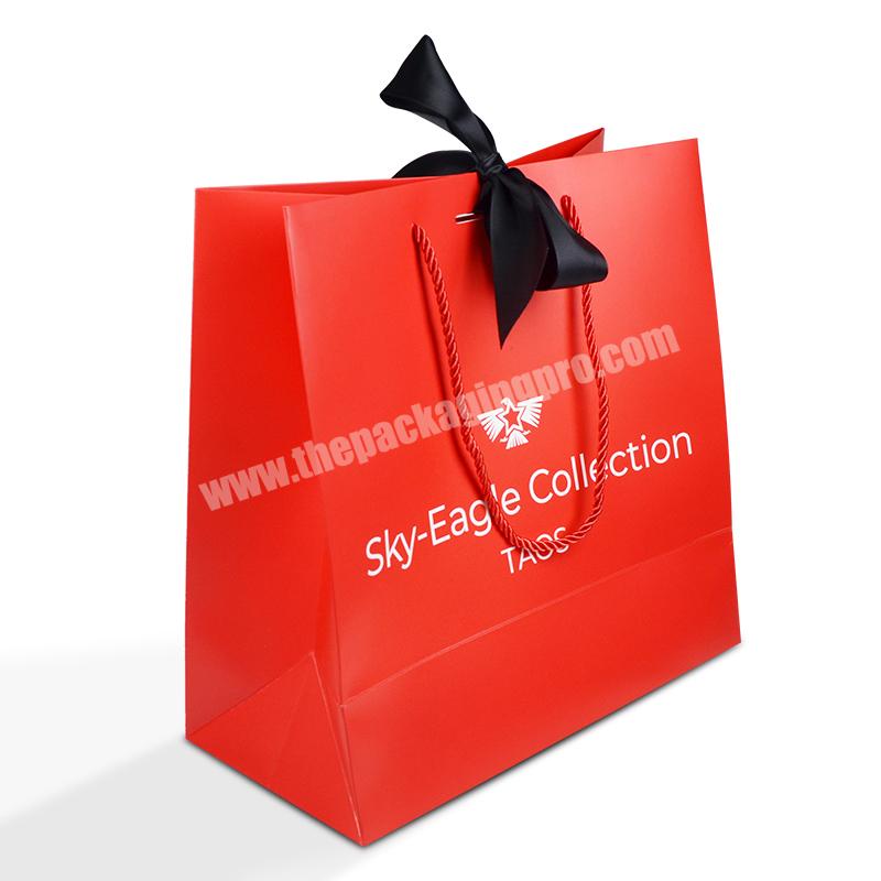 Factory Direct White Card Paper Bag with Ribbon For Shipping Custom With Your Logo High Quality Paper Bags