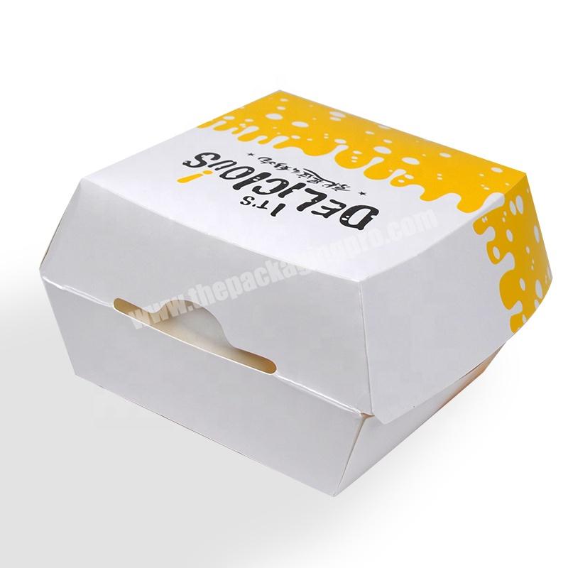 Factory Price Customized Logo Fast Food Take Away Food Grade  Art Paper Box Hamburger Box