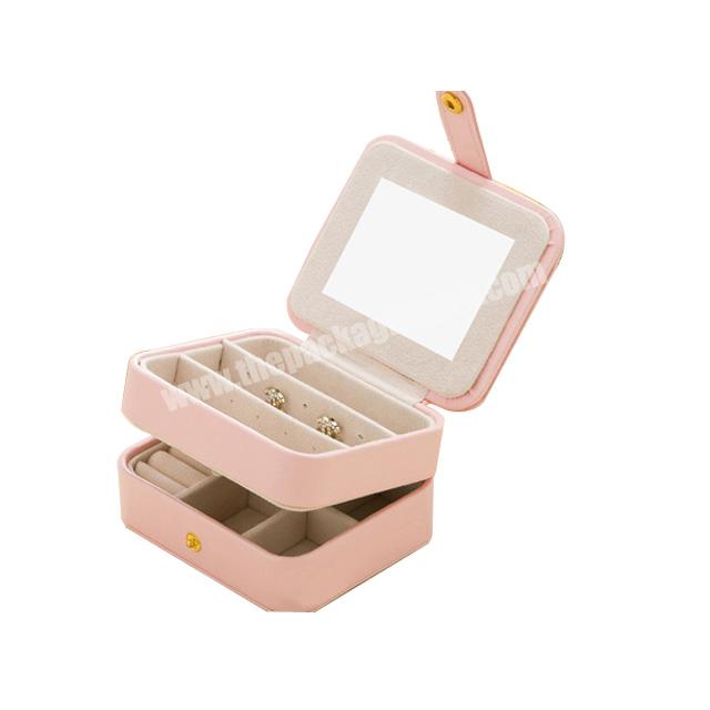 Factory Price Women Girls Organizer Layered PU Leather Portable Jewel Case Jewelry Packaging Gift Boxes Travel Jewelry