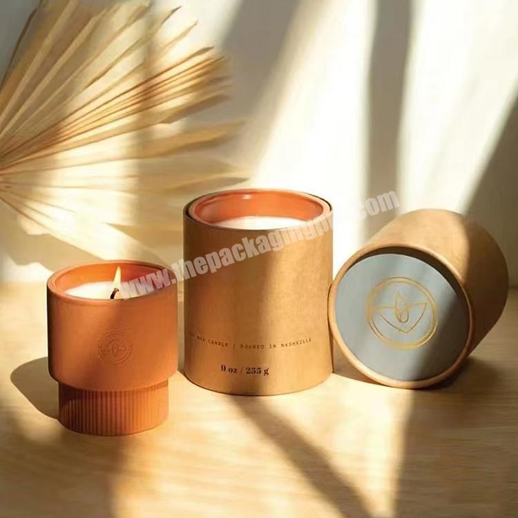 Factory manufacture paper tube packaging Eco Friendly kraft paper tube custom round  luxury candle box