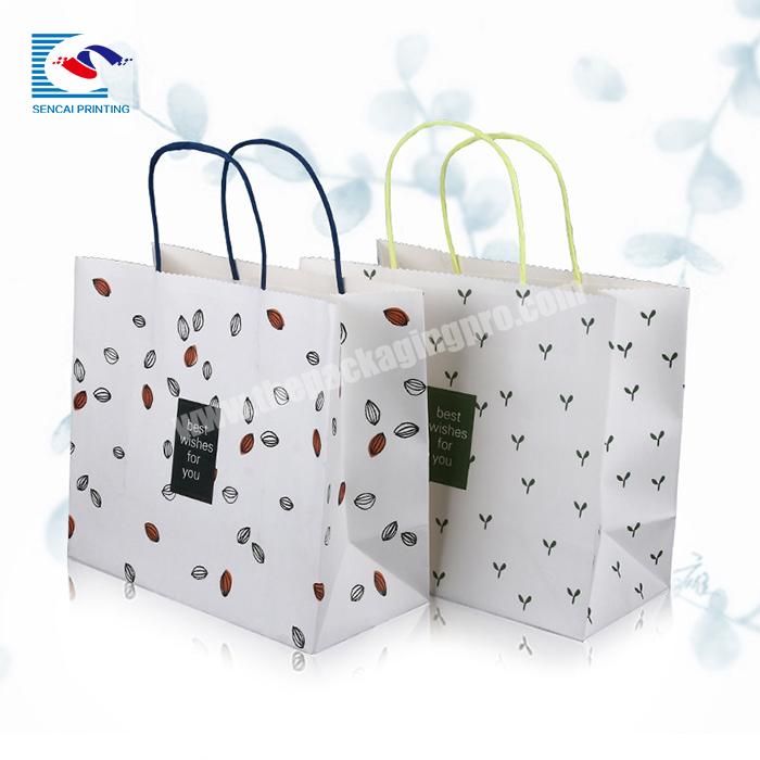 Factory price  recyclable logo customized gift white kraft  hand-held paper bag