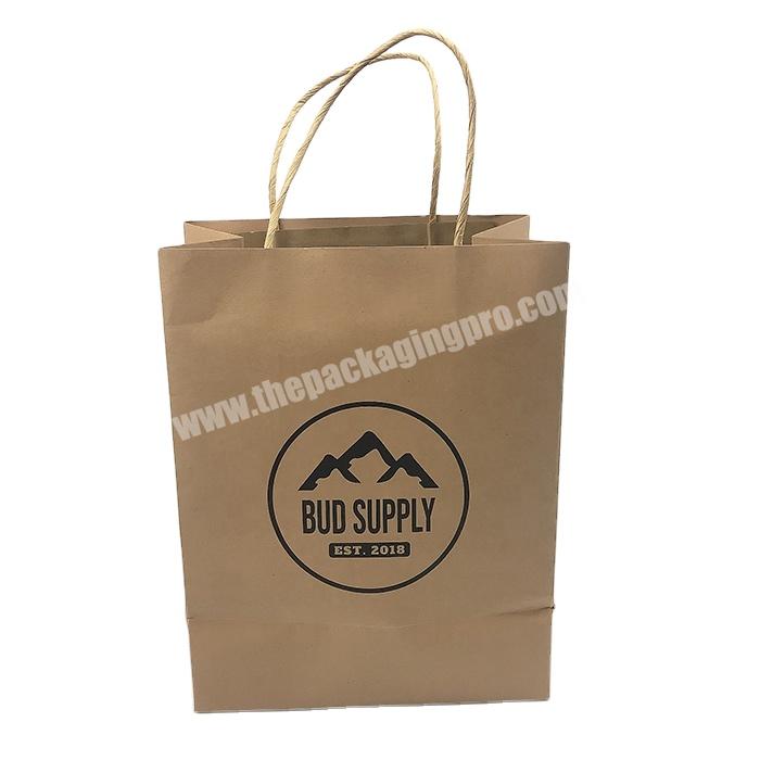 Factory price print food delivery package brown paper bag with handle