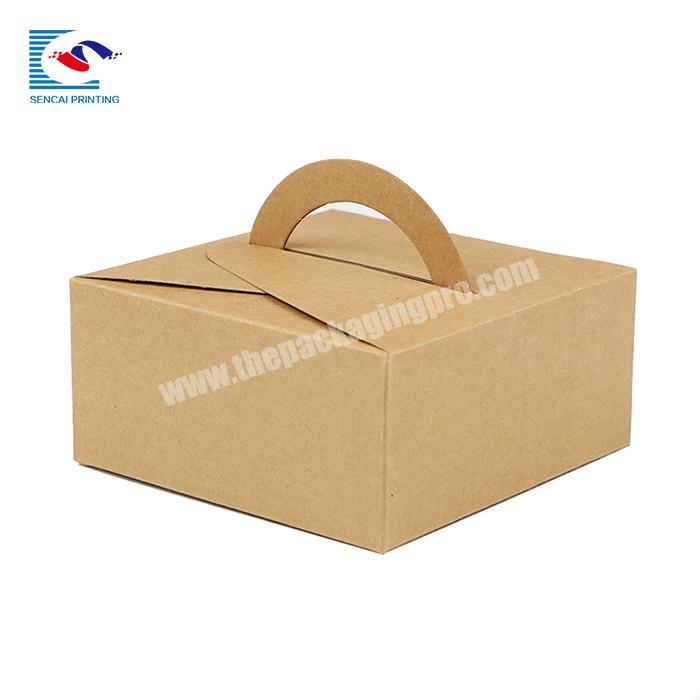 Factory price recyclable  customized  kraft paper cake packaging  box with handle