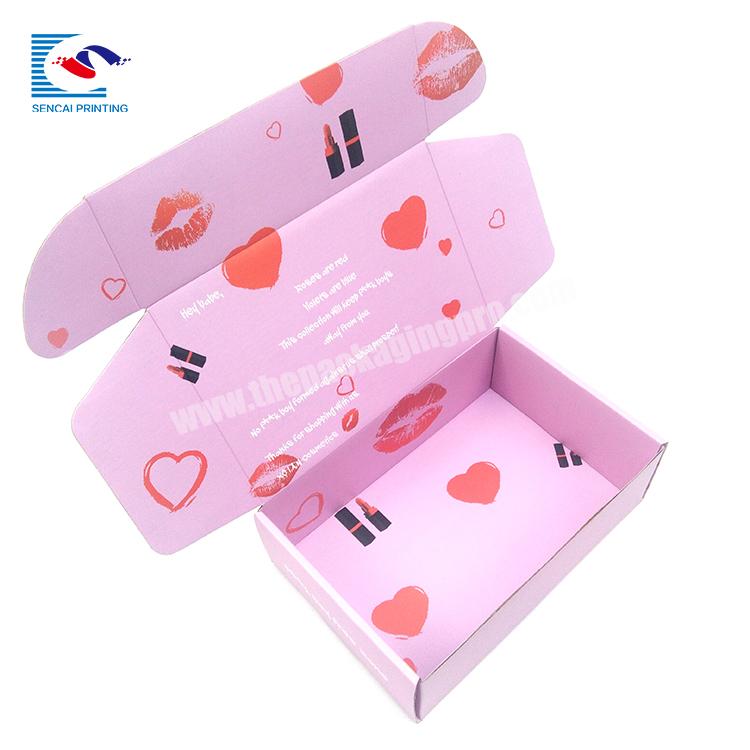 Fancy Design Small Pink Lipstick Corrugated Shipping Box With CMYK Print