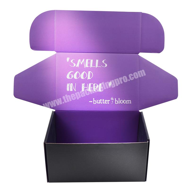 Fancy Luxury CMYK Printing Customized Gift Corrugated Purple Mailer Packaging Paper Box For Wig