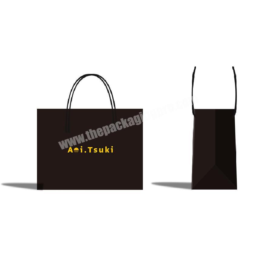 Fcustomized luxury matte  black jewelry  gift paper bag with logo foil