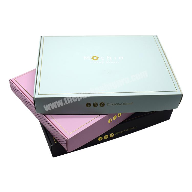Folding Flat Cookie Sweet Mochi Paper Boxes Custom Pink Print Party Dessert 6 12 Donut Packaging Box