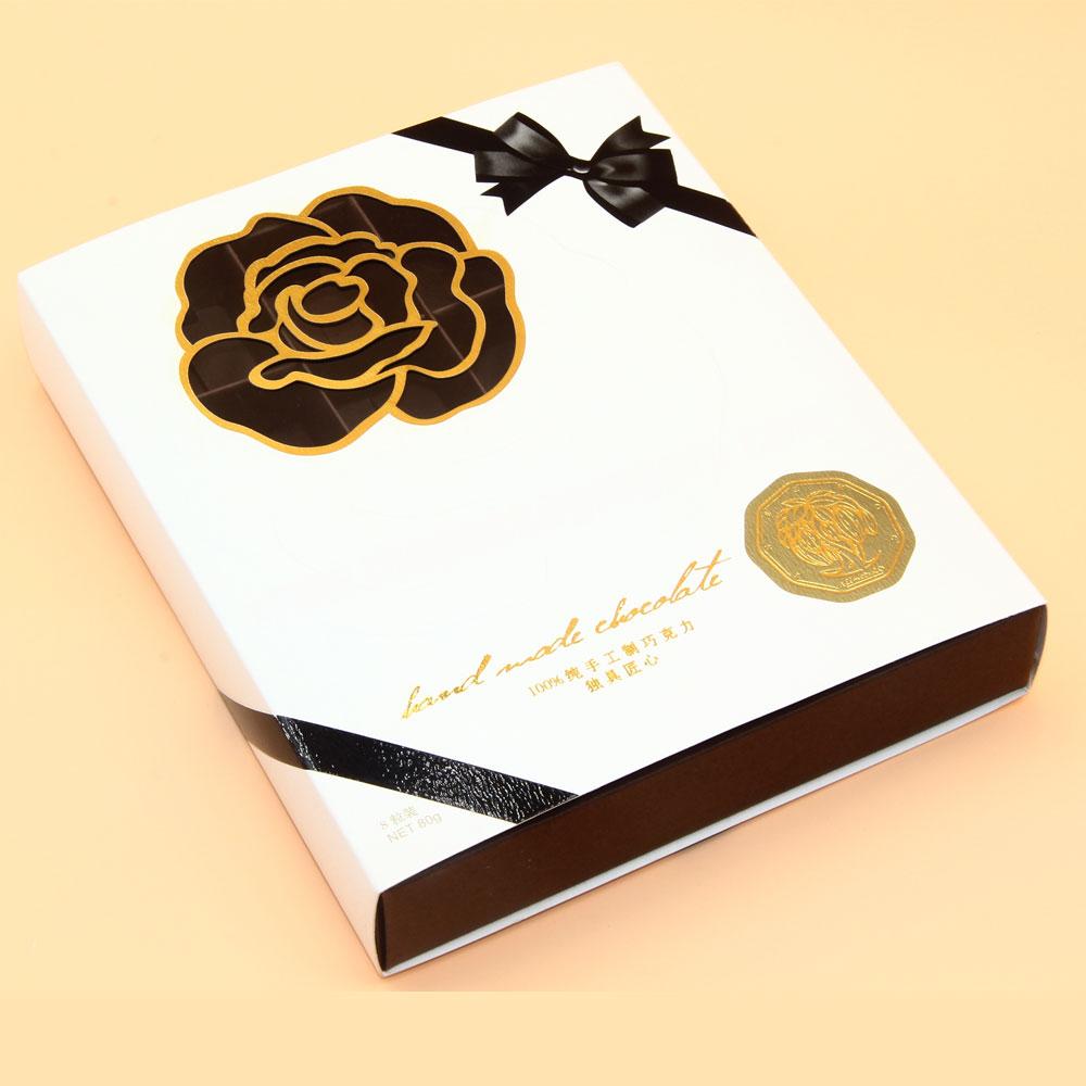 Food Grade Grease-proof Square Fancy Paper Packaging Transparent Chocolate Box Packaging with Golden Logo