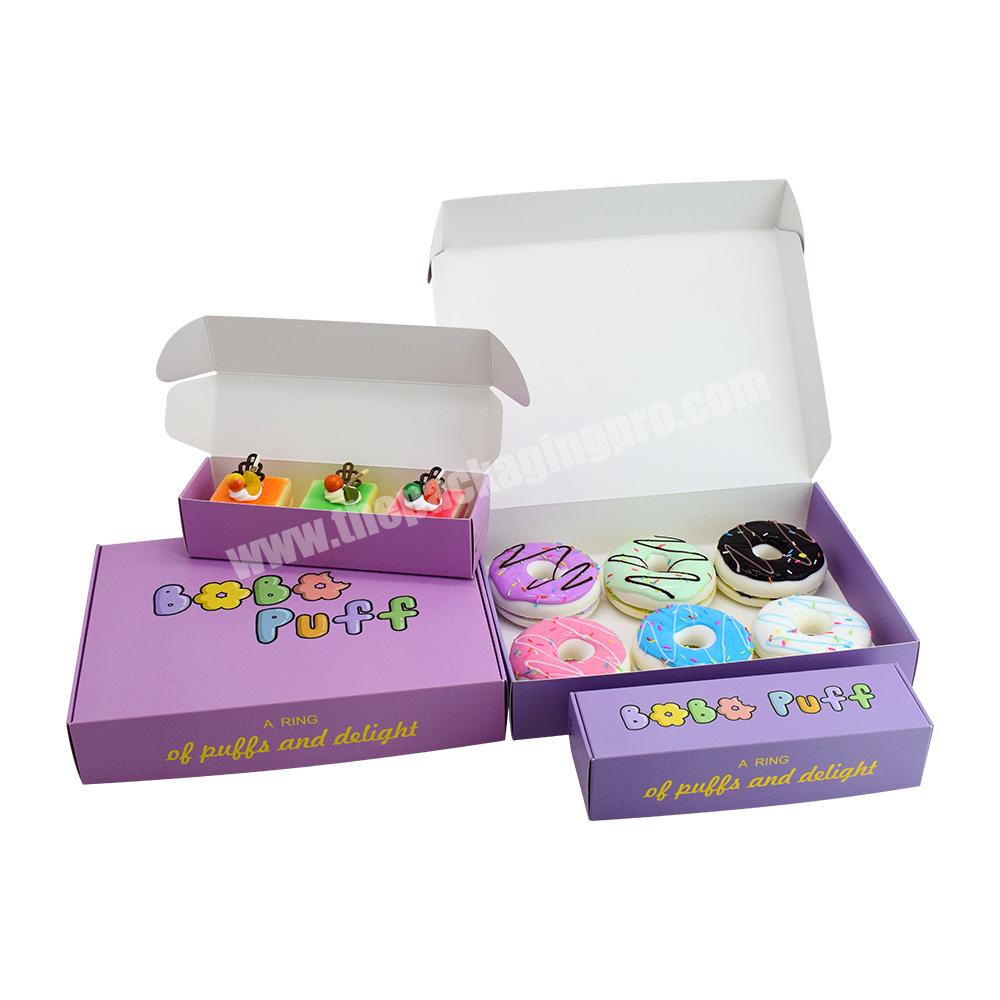 Food Grade Paper Card DonutDoughnut Box Packaging Custom Printing Bakery Cake Doughnut Takeout Box