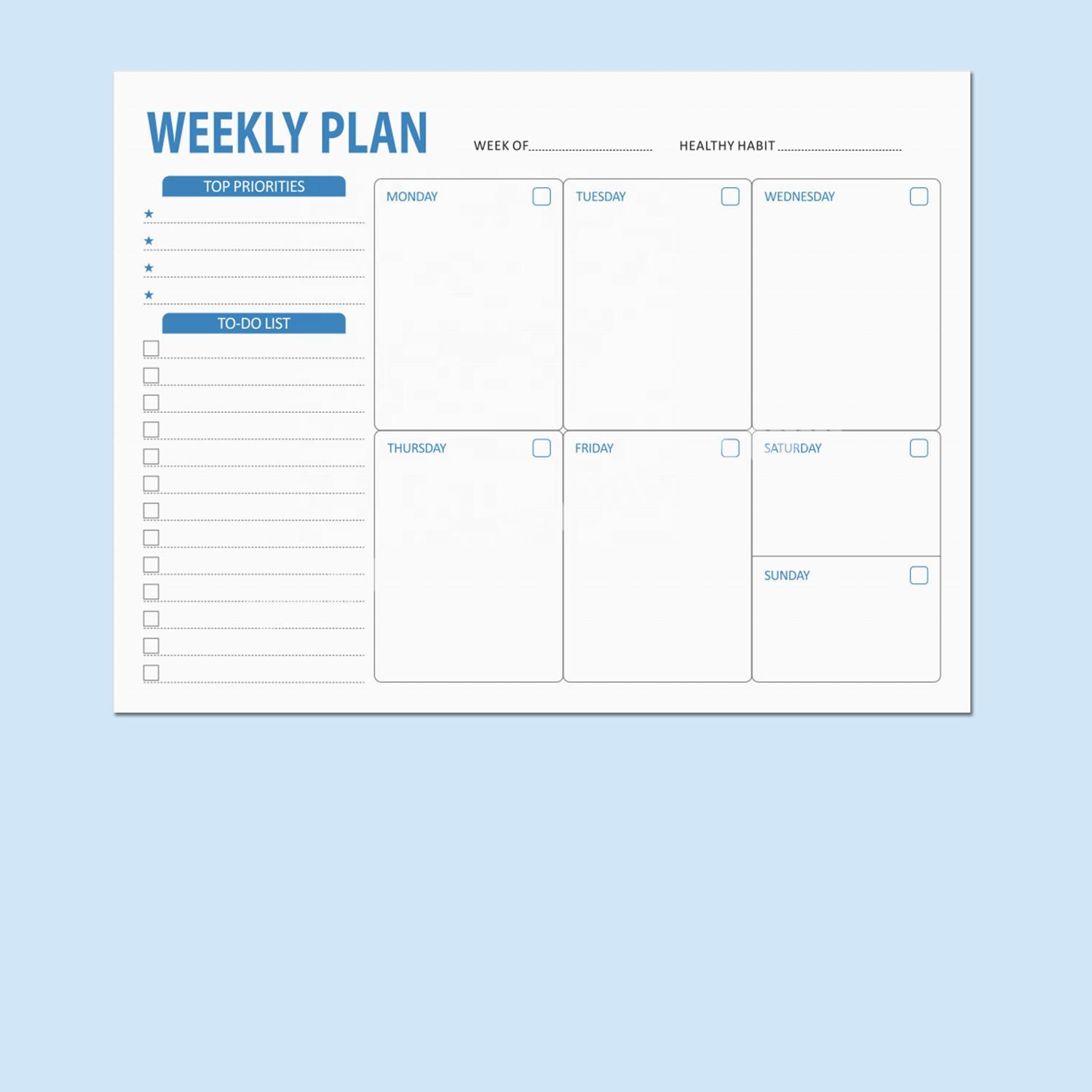 Free Sample Low Moq Custom To Do List 52 Sheets Weekly Planner Calendar Printing