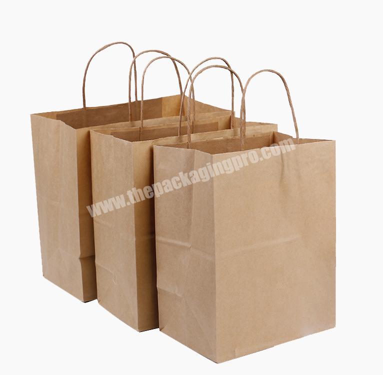 Free sample custom logo Kraft paper bags with handles with handle