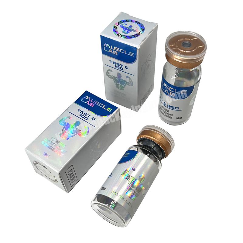 Free sample matt lamination printing paper 10 ml vial medicine bottle pill packaging box for medical pack