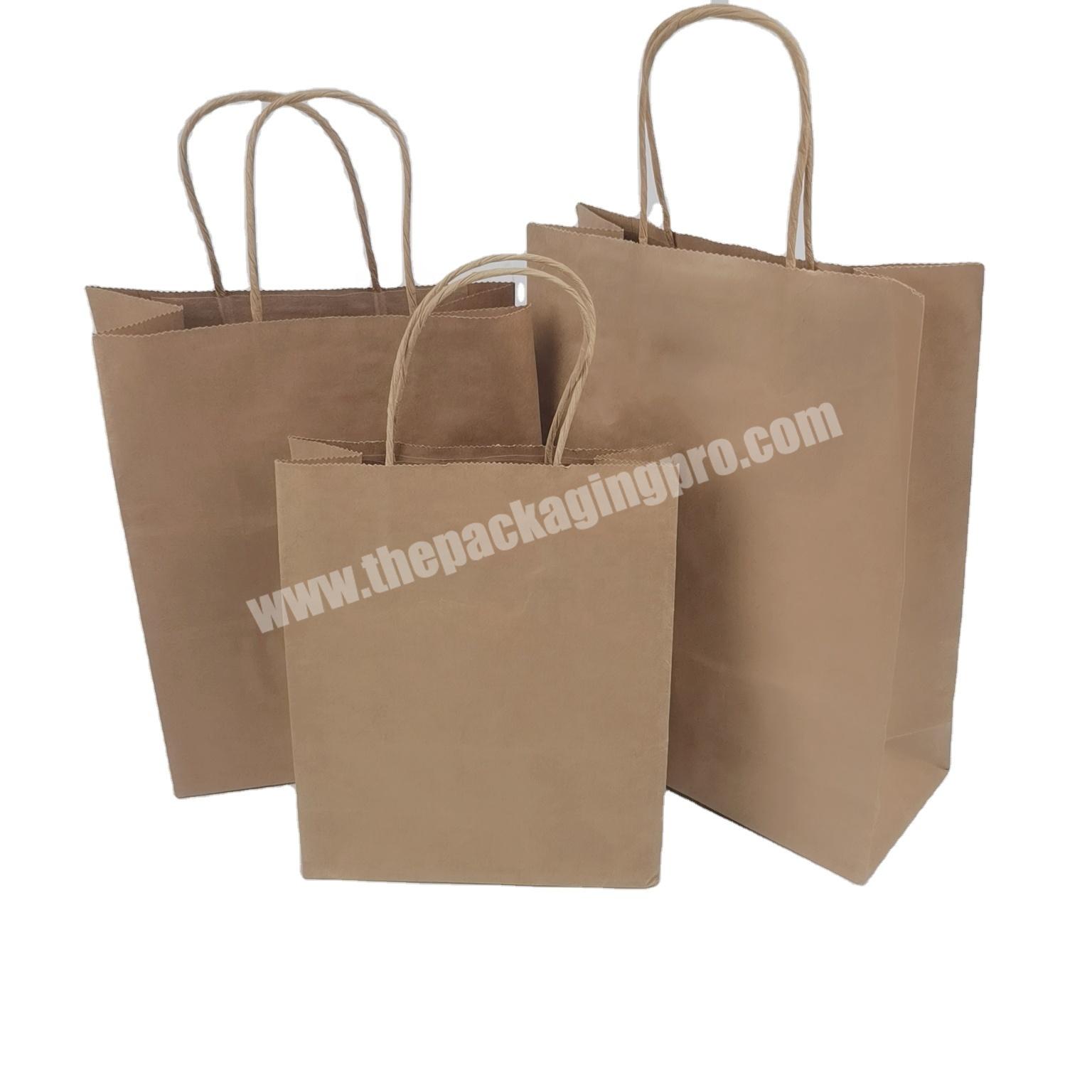 Free sample private  logo wholesale brown kraft paper shopping take away  paper bag