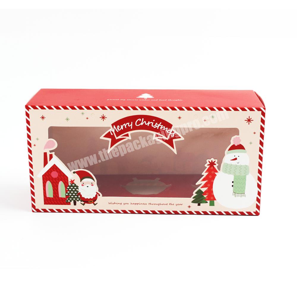 Gift box christmas packaging box with handle cheap box ready to ship clear window