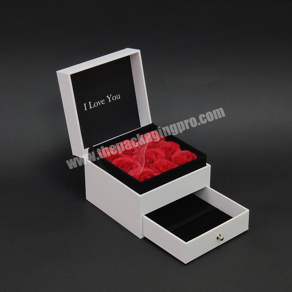 Golden Supplier Custom Preserved Flower Gift Eternal Rose Jewelry Box With rose