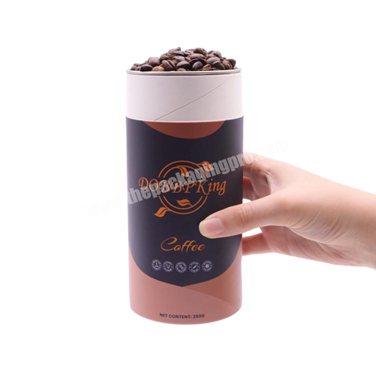 High Quality Airtight Eco Gold Foil Logo Food Grade Coffee Kraft Packaging Cylinder Box Paper Tube