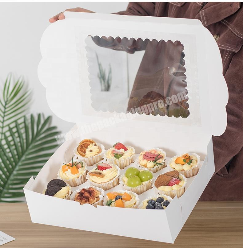 High Quality Cookie Baking Packaging Sweets Biscuit Cupcake Kraft Paper Box With Clear Window Lid