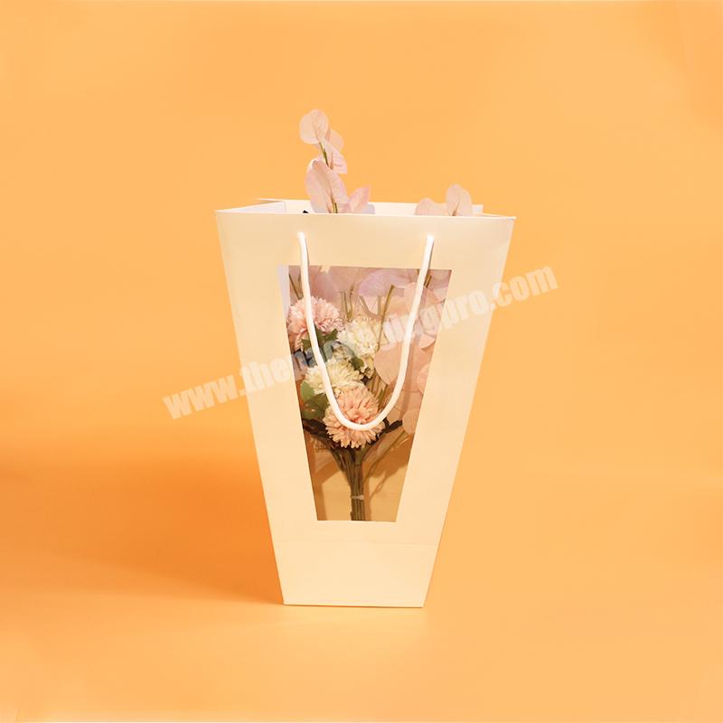 High Quality Customize Cardboard Paper bag  Flower Paper Bag Texture Surface Paper Logo Printing