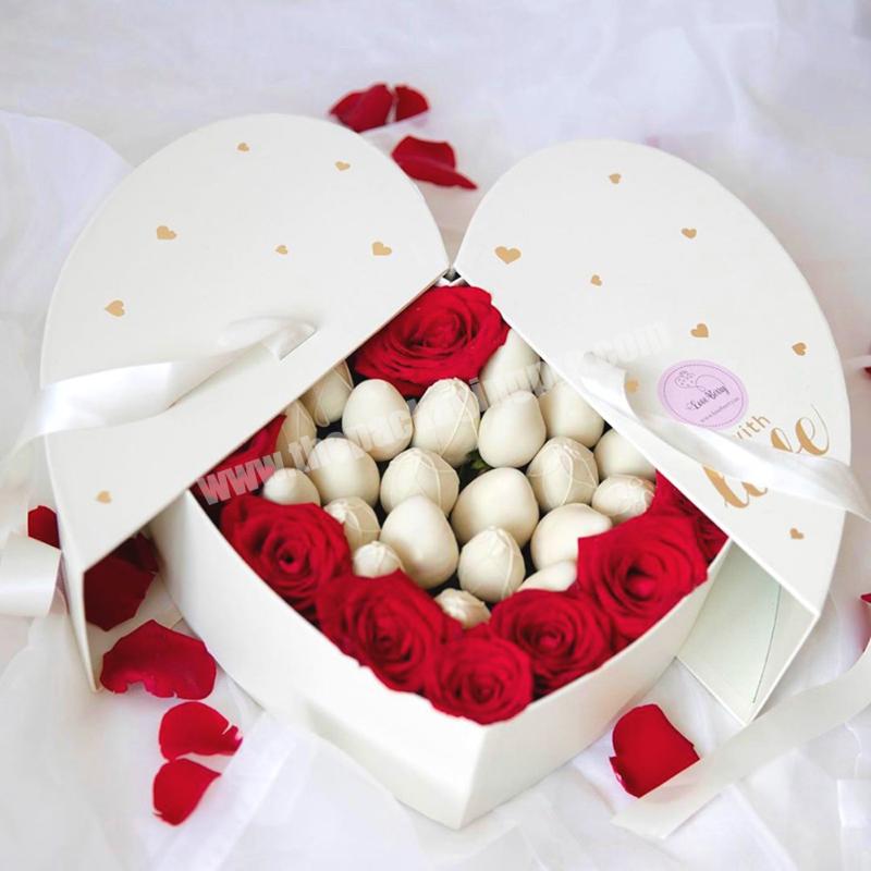 High Quality Decorative Cardboard Box Valentine Gift Box  Rose Heart Shaped Box with Ribbon