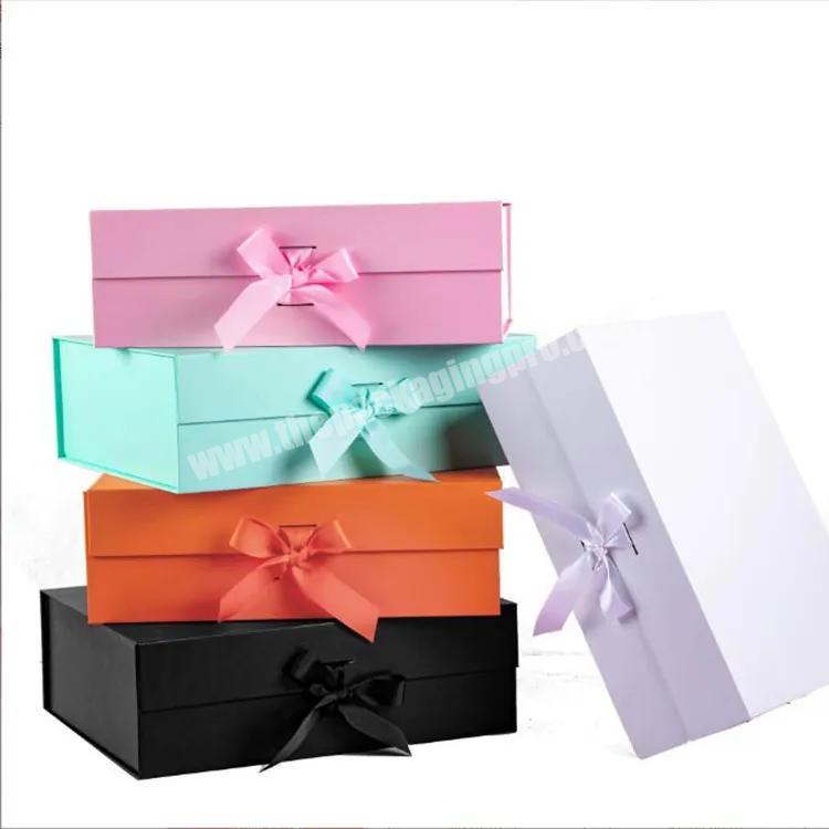 High Quality Eco Friendly Cardboard Candy Chocolate Packaging Gift Magnetic Folding Box With Ribbon