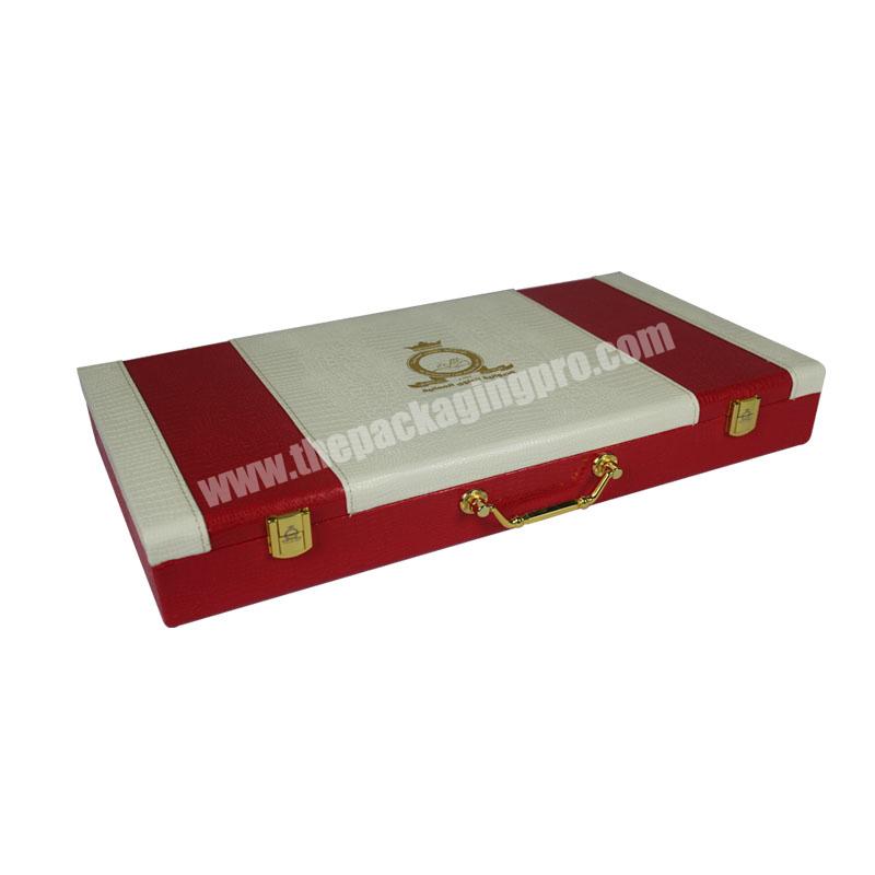 High Quality Luxury Wood Leather Eco Cardboard Large Rectangle Suitcase Gift Boxes Packaging Custom Logo