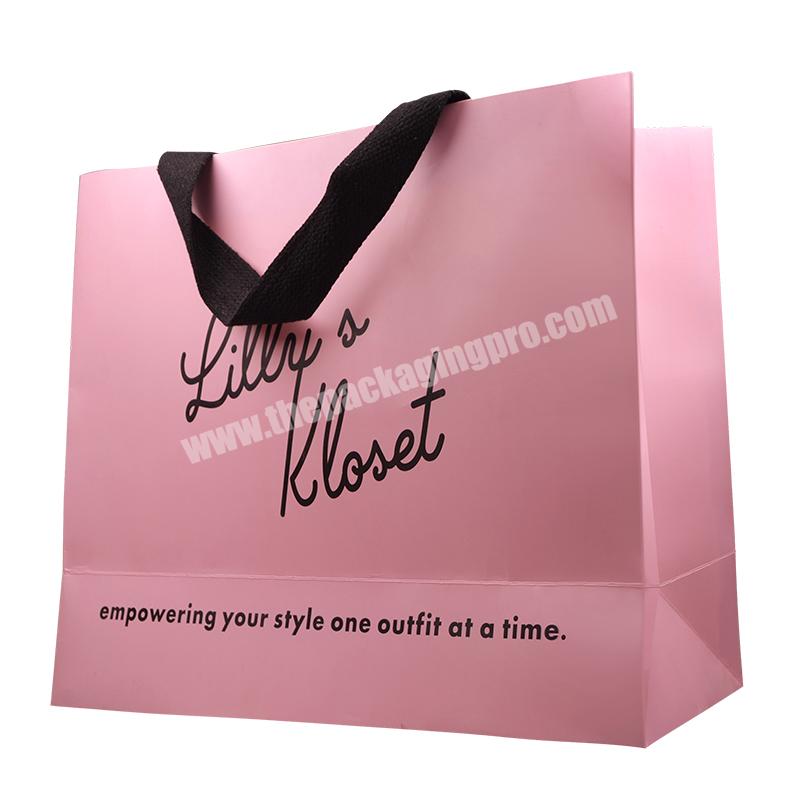 High Quality Recyclable Pink Customized Logo Art Paper Bag Gift Shipping Bag With Handle