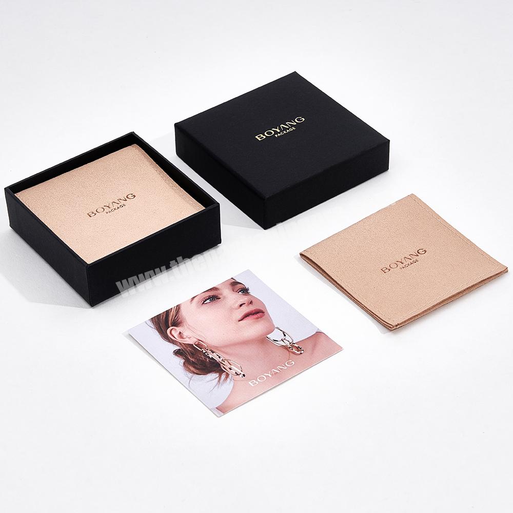 High Quality Reusable Black Paper Cardboard Jewelry Earrings Box Custom Packaging