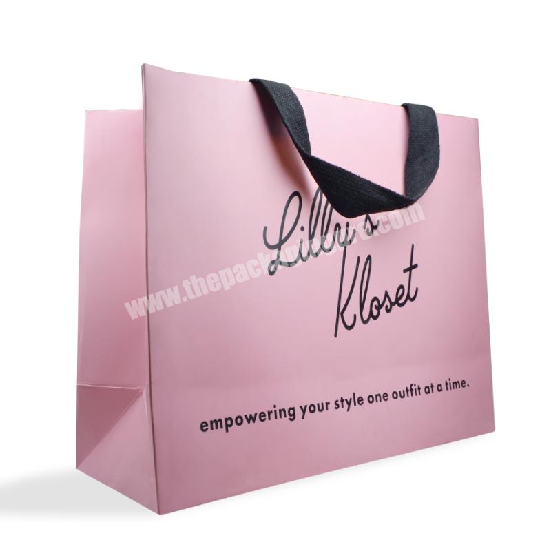 High-end Delicate Pink Color New Arrival Customized CMYK Printing Art Paper Bag For Cloth Packaging