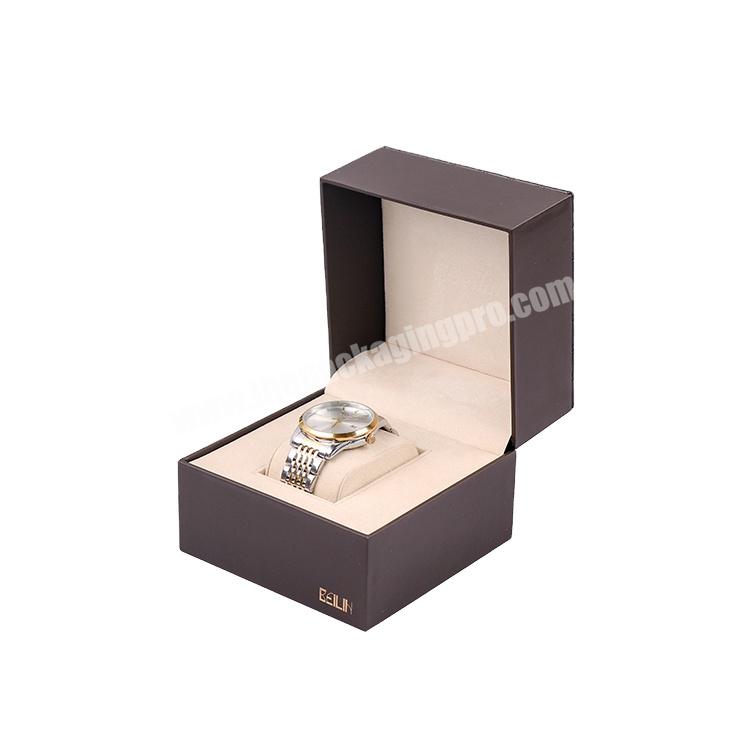 High end square flip luxury customised OEM ODM PU genuine leather caja de reloj wrist watch gift box