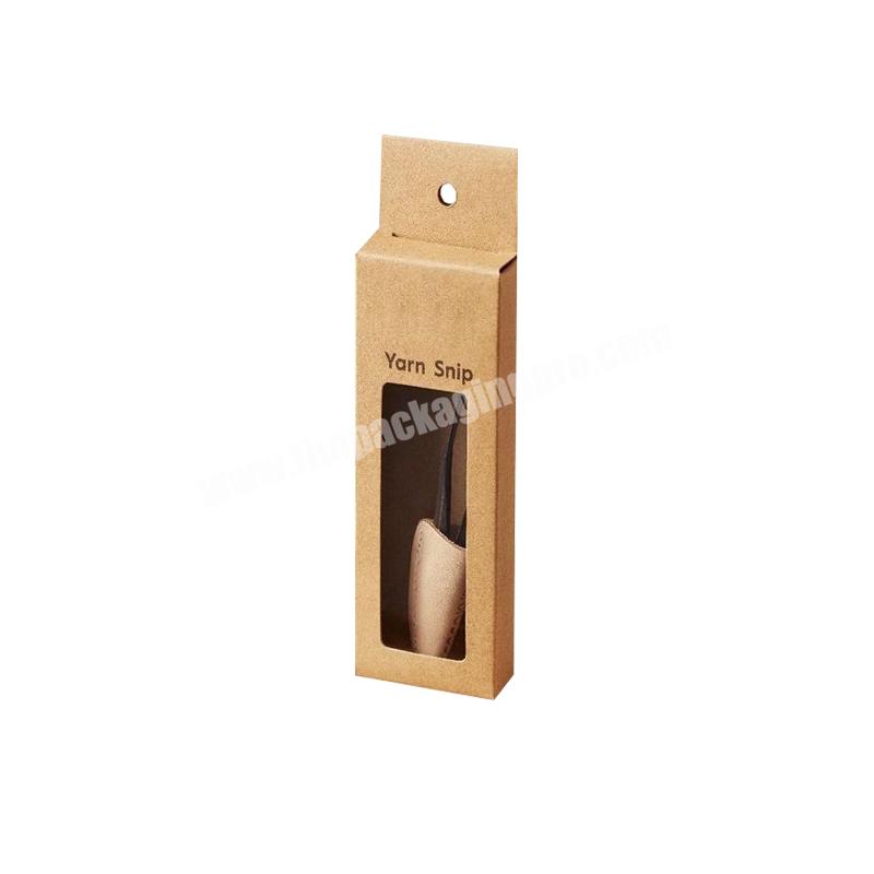 High quality brown recycle paper white color printed  small kraft foldable Swabs brush straw packaging boxes with hang