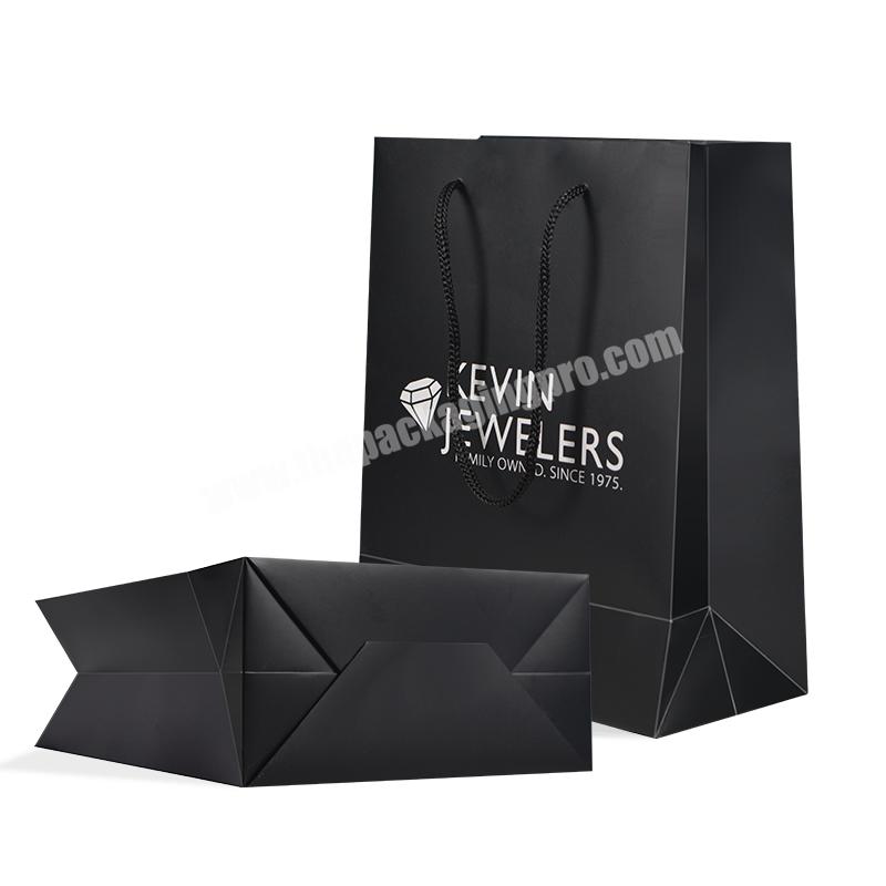High quality custom logo false lash  matte lamination black paper bag with black rope