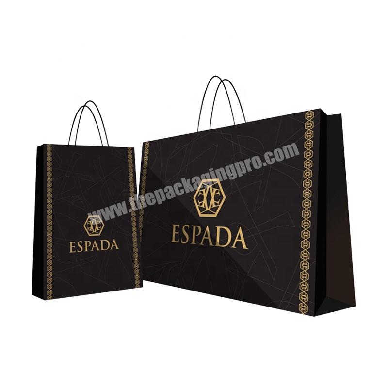 High quality factory price custom luxury recycled white black shopping handle packaging paper bags with your own logo
