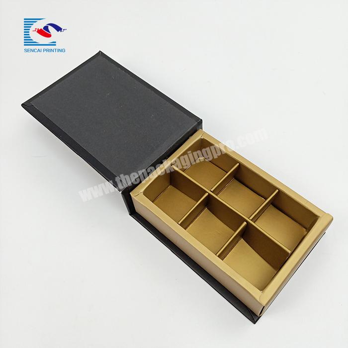 High quality gold cardboard packaging chocolate gift box with ribbon