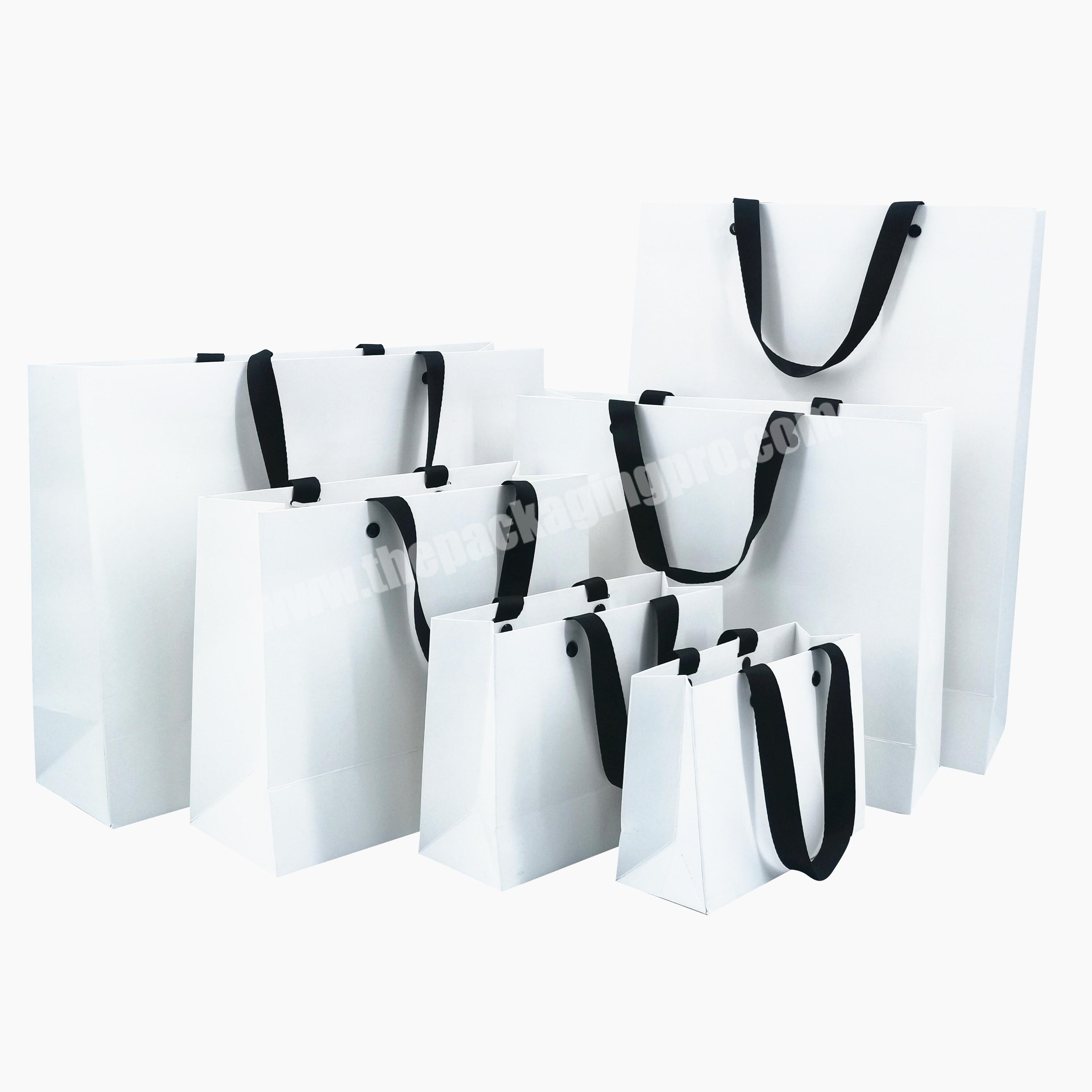 High quality size series white paper shopping bag with handle