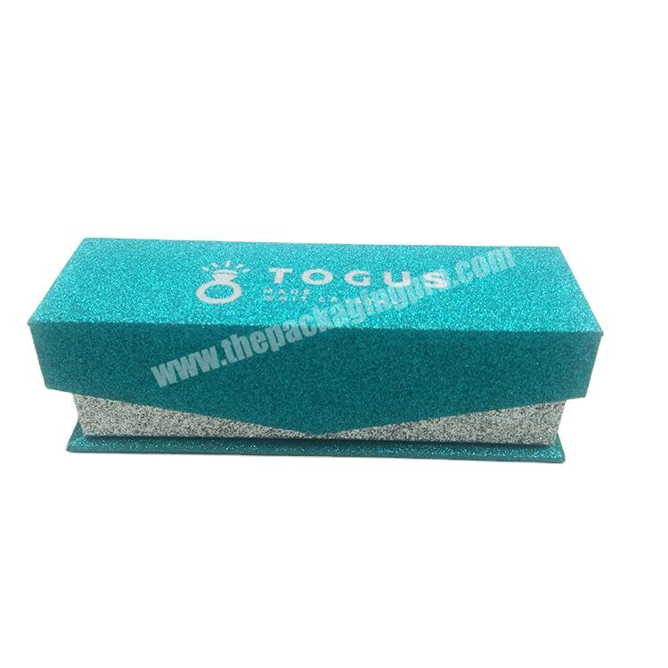 Hot Foiled Logo Rigid Blue Special Paper Cardboard Box With Magnetic
