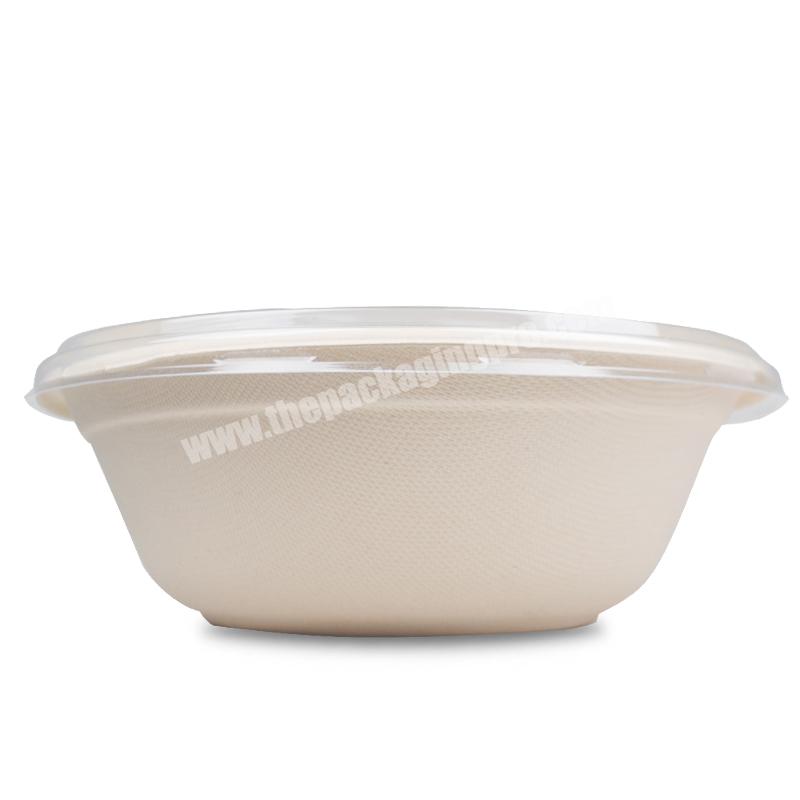 Hot Sale Customized Logo Sugarcane Pulp Paper Bowl With Plastic Lid