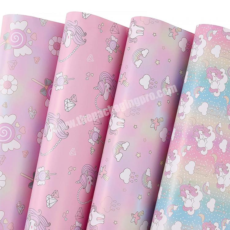 Hot Sale High Quality Recycle Paper Gift Wrapping Packaging Roll Custom Logo Wrapping Paper