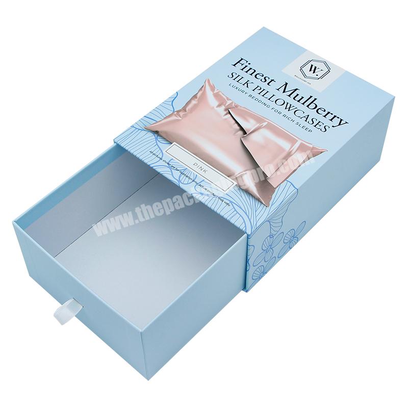 Hot Selling luxury Pillow Packaging boxes custom logo Drawer Paper Boxes Household Products Gift Box With Ribbon Handle