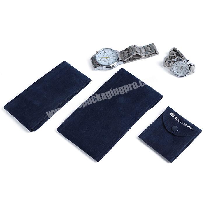 Hot sale Custom Logo Printed luxury gift flap button velvet Watch Pouch bag