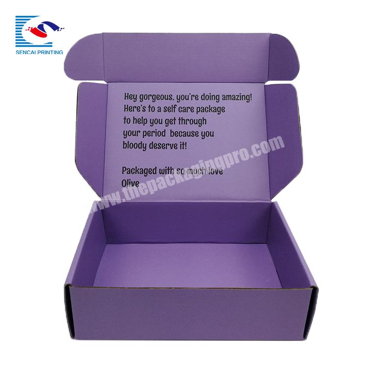 Hot sale purple corrugated shipping box for cosmetic